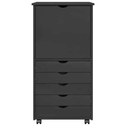 Rolling Kast met wiel Grijs 53 x 39 x 103 cm Massief Vurenhout