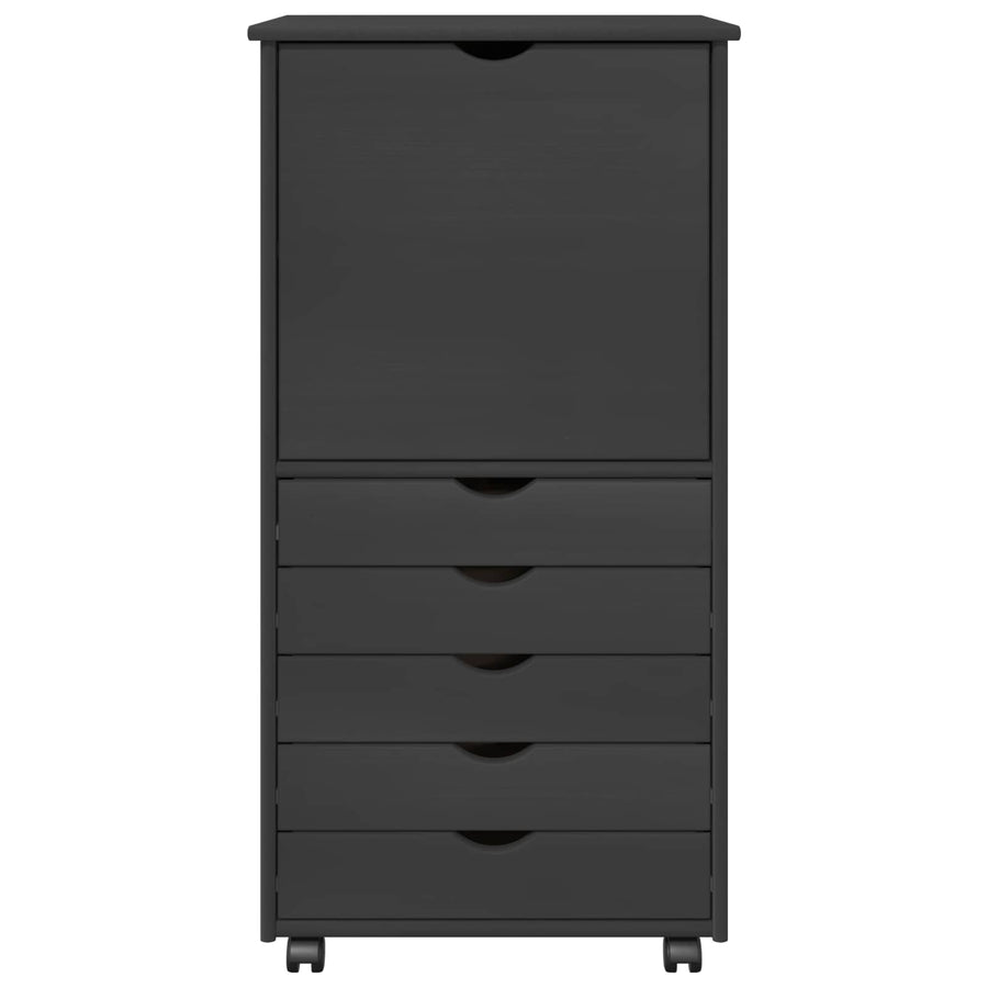 Rolling Kast met wiel Grijs 53 x 39 x 103 cm Massief Vurenhout
