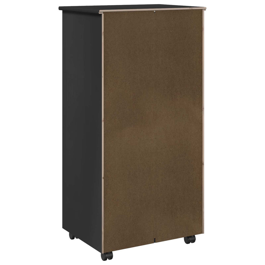 Rolling Kast met wiel Zwart 53 x 39 x 103 cm Massief Vurenhout