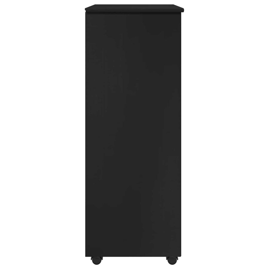 Rolling Kast met wiel Zwart 53 x 39 x 103 cm Massief Vurenhout