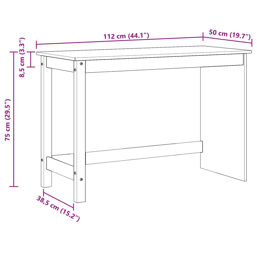Bureau Wit 112 x 50 x 75 cm Massief Vurenhout