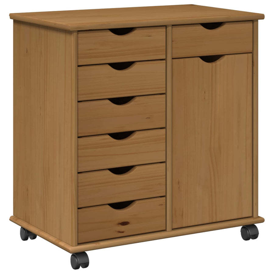 Rolling Kast Honingbruin 63,5 x 39 x 65,5 cm Massief Vurenhout