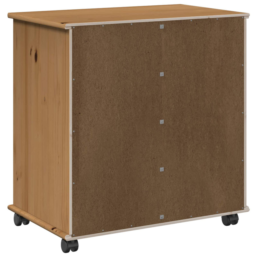 Rolling Kast Honingbruin 63,5 x 39 x 65,5 cm Massief Vurenhout