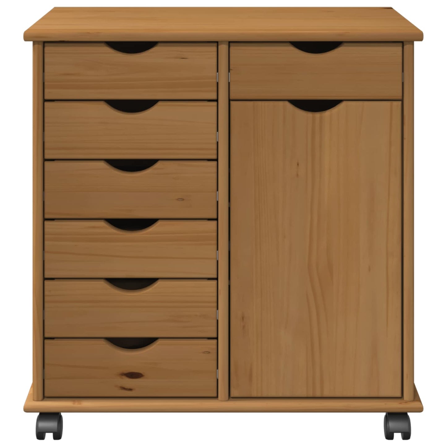 Rolling Kast Honingbruin 63,5 x 39 x 65,5 cm Massief Vurenhout