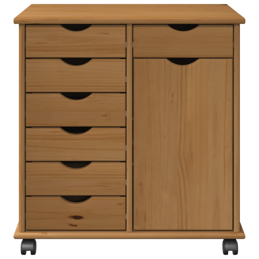 Rolling Kast Honingbruin 63,5 x 39 x 65,5 cm Massief Vurenhout