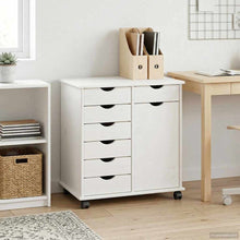 Rolling Kast met wiel Wit 63,5 x 39 x 65,5 cm Massief Vurenhout