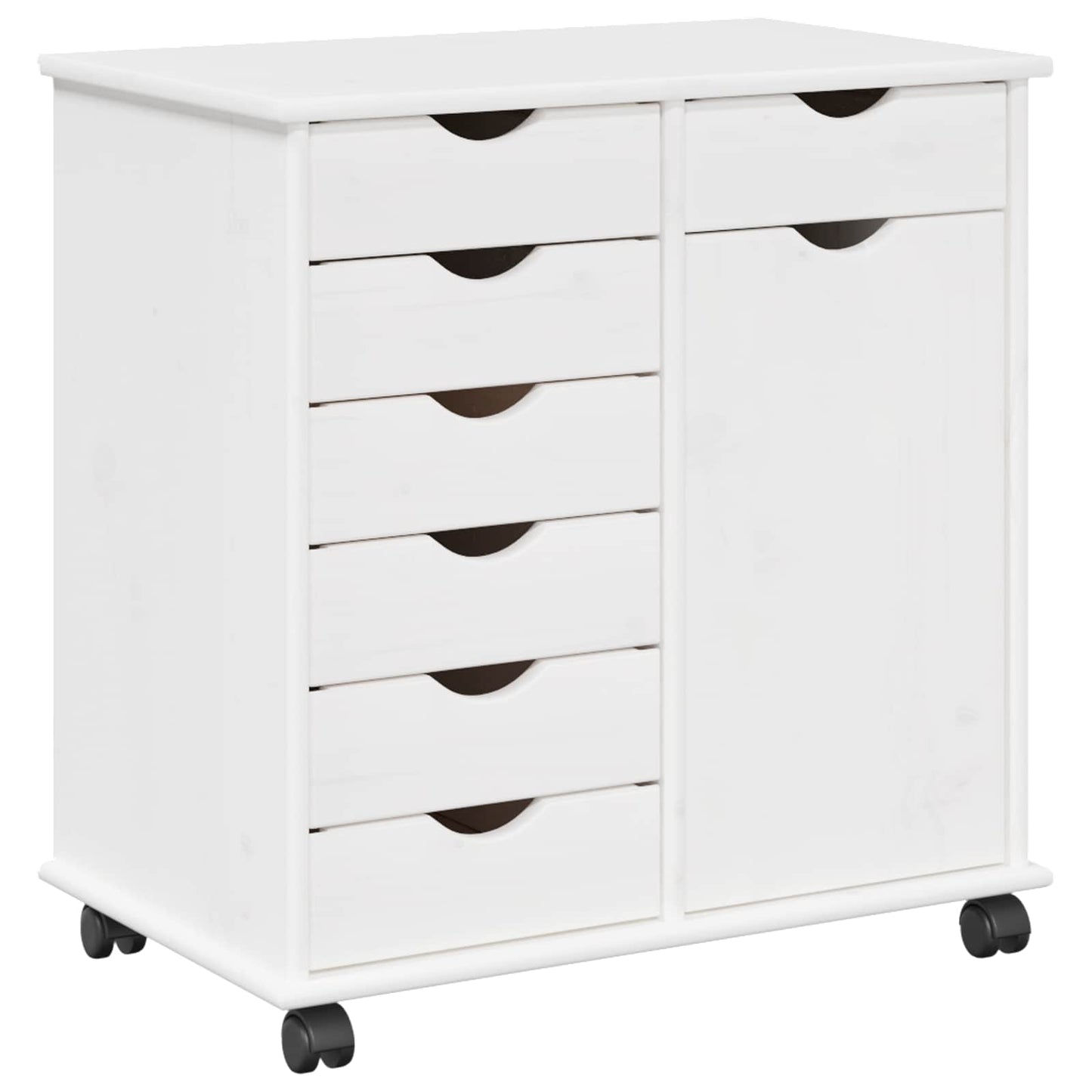 Rolling Kast met wiel Wit 63,5 x 39 x 65,5 cm Massief Vurenhout