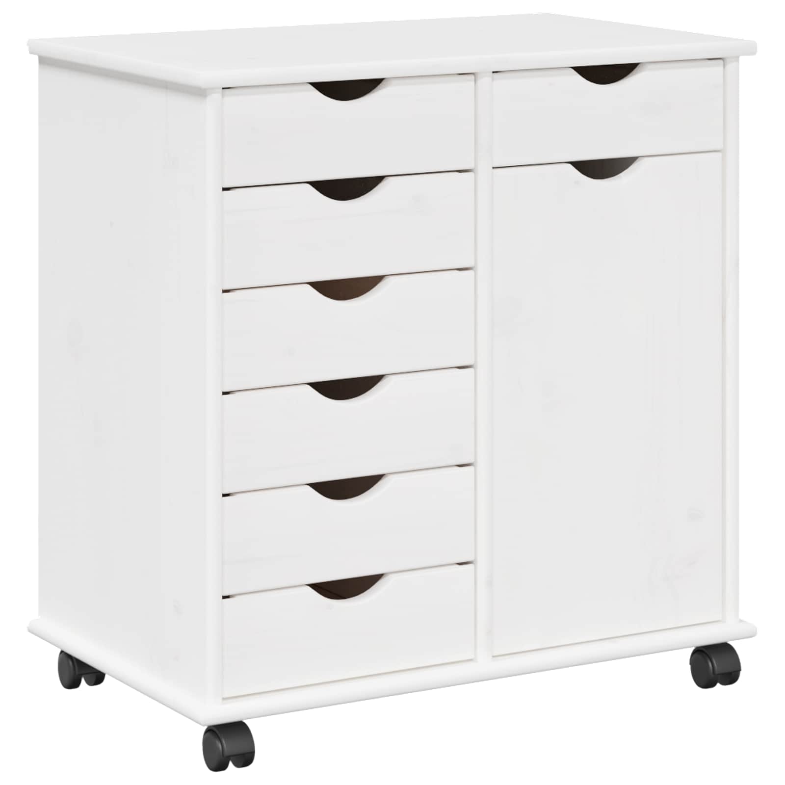 Rolling Kast met wiel Wit 63,5 x 39 x 65,5 cm Massief Vurenhout