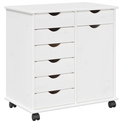Rolling Kast met wiel Wit 63,5 x 39 x 65,5 cm Massief Vurenhout