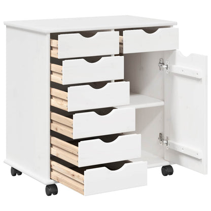 Rolling Kast met wiel Wit 63,5 x 39 x 65,5 cm Massief Vurenhout