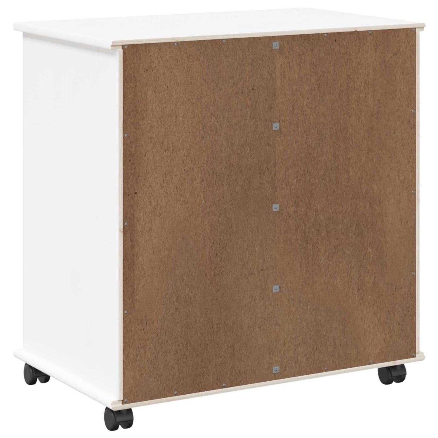 Rolling Kast met wiel Wit 63,5 x 39 x 65,5 cm Massief Vurenhout