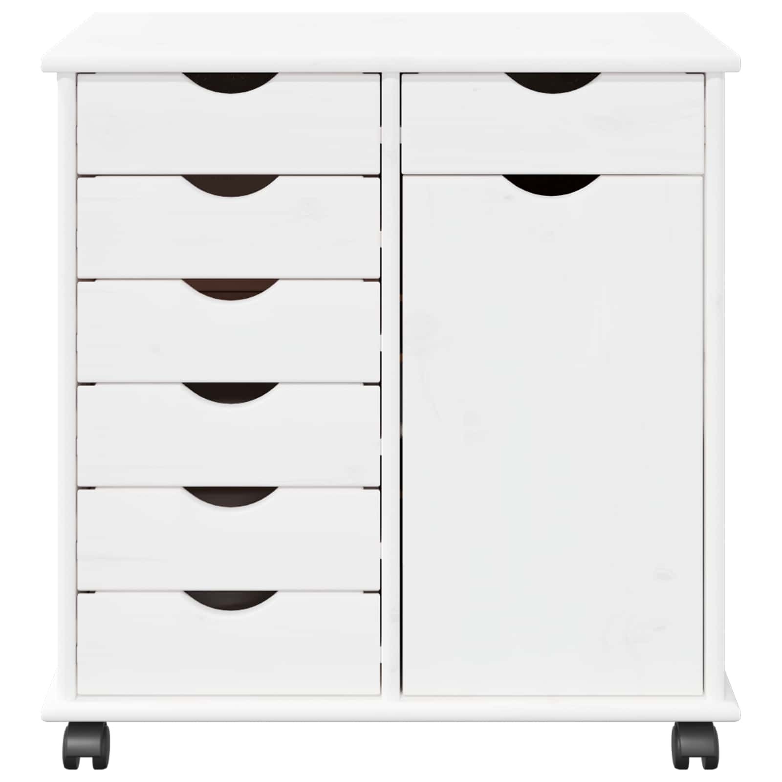 Rolling Kast met wiel Wit 63,5 x 39 x 65,5 cm Massief Vurenhout