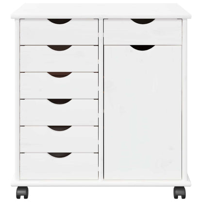 Rolling Kast met wiel Wit 63,5 x 39 x 65,5 cm Massief Vurenhout