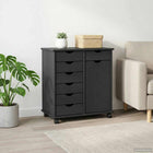 Rolling Cabinet Grey 63.5 x 39 x 65.5 cm Solid Pinewood