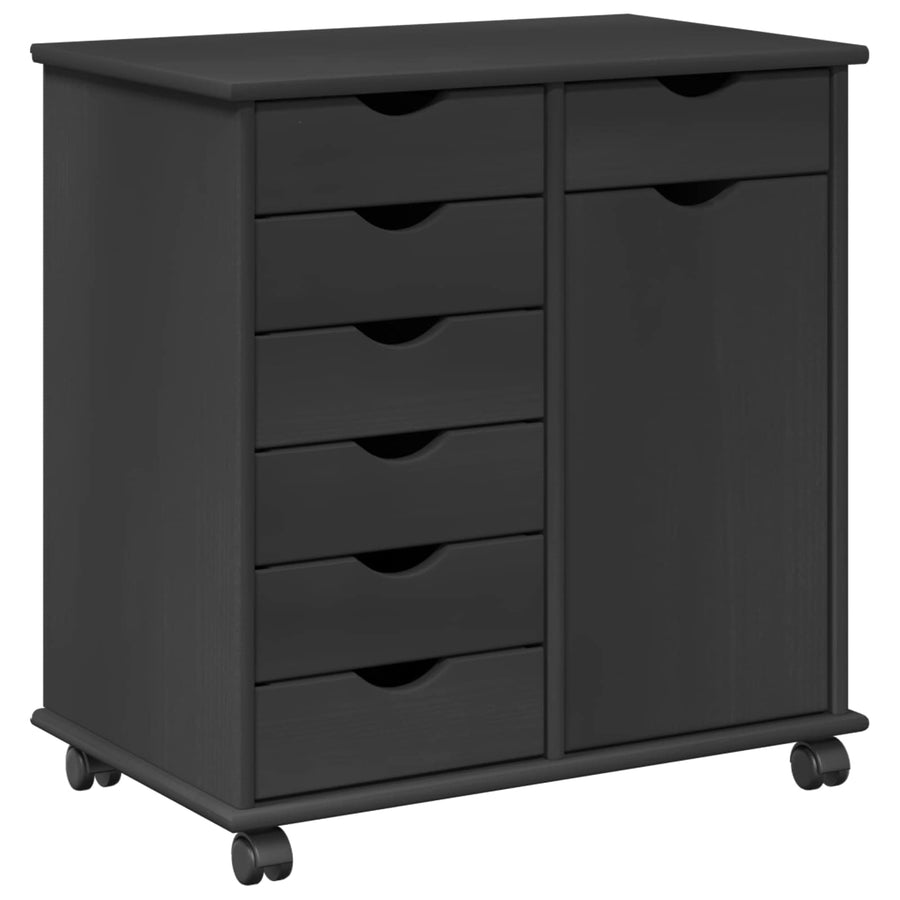 Rolling Kast Grijs 63,5 x 39 x 65,5 cm Massief Vurenhout