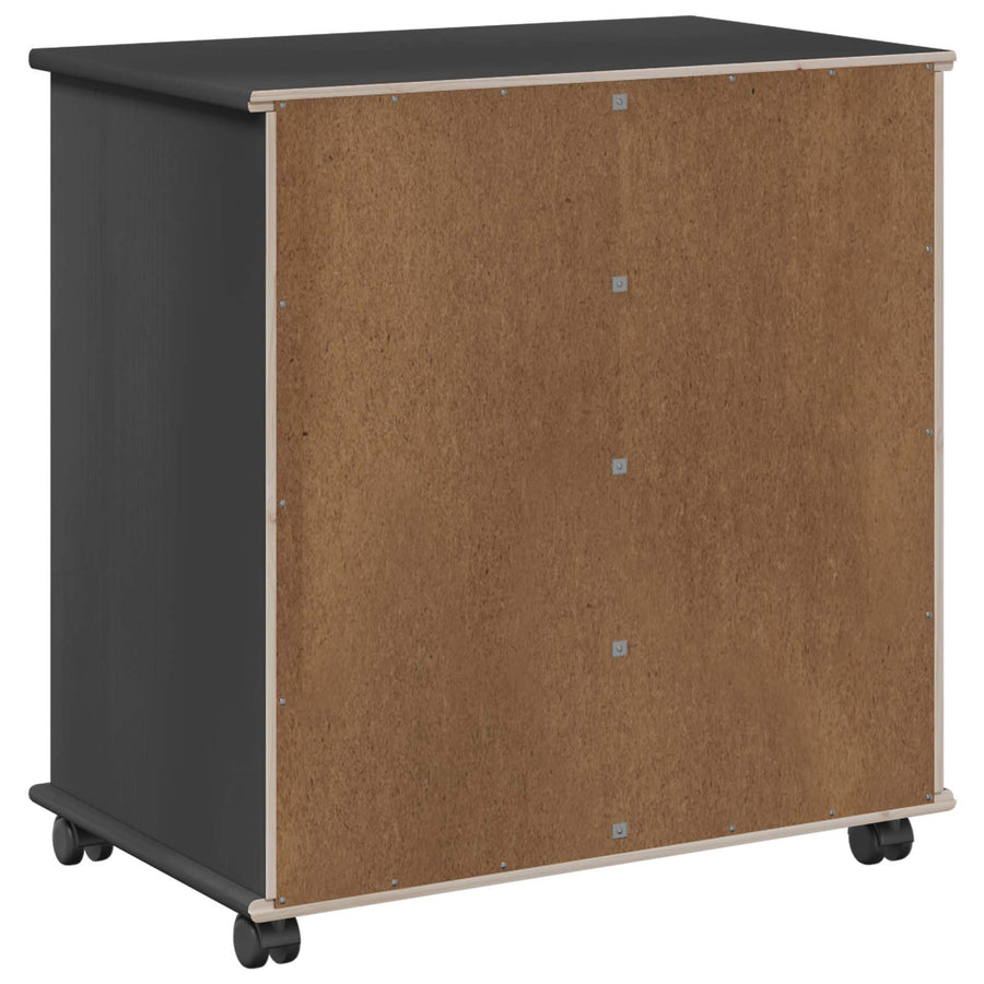 Rolling Kast Grijs 63,5 x 39 x 65,5 cm Massief Vurenhout