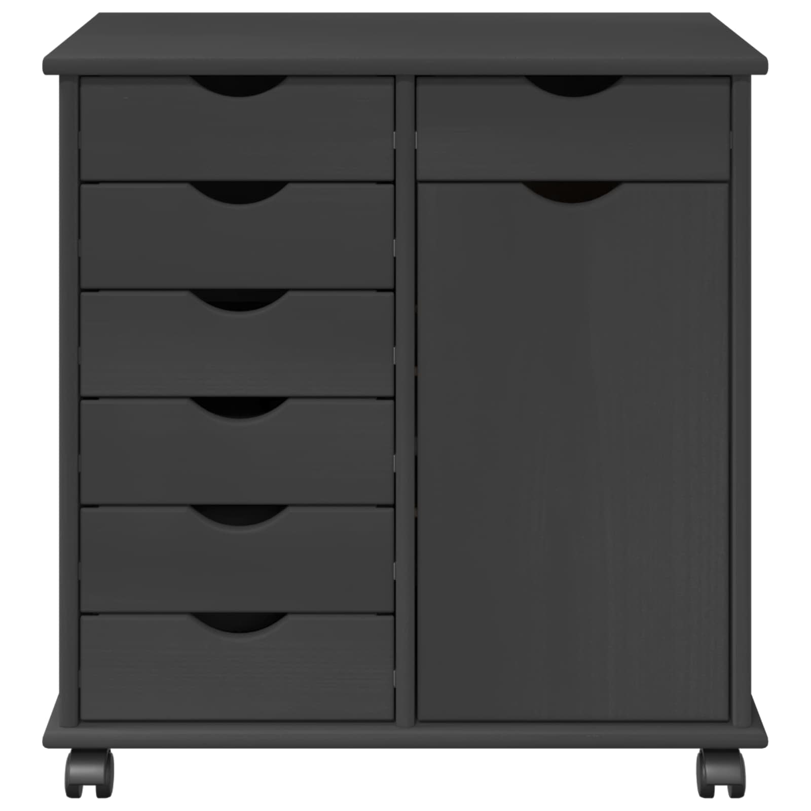 Rolling Kast Grijs 63,5 x 39 x 65,5 cm Massief Vurenhout