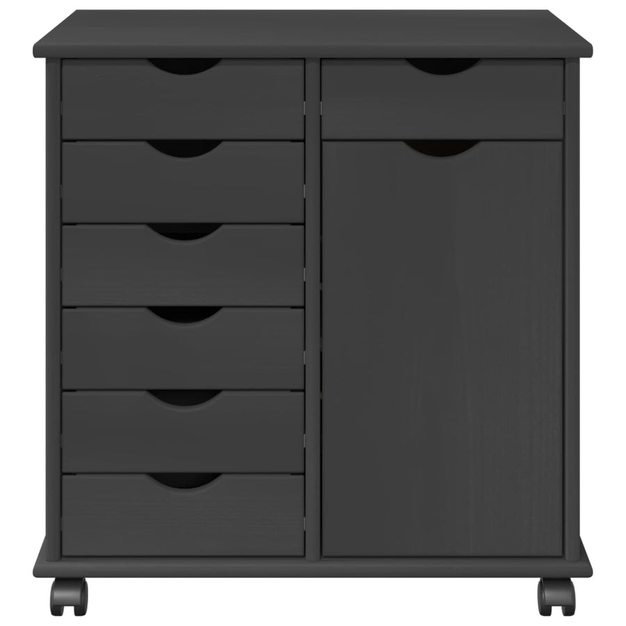 Rolling Kast Grijs 63,5 x 39 x 65,5 cm Massief Vurenhout