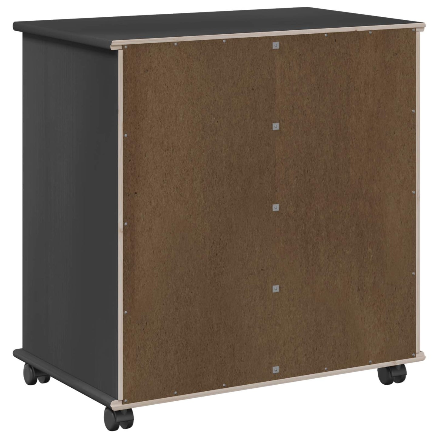 Rolling Kast Zwart 63,5 x 39 x 65,5 cm Massief Vurenhout