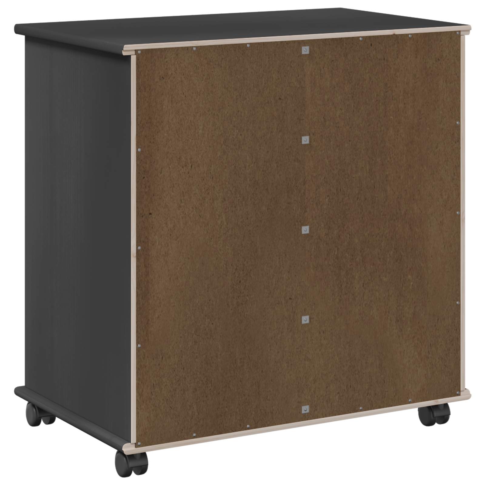 Rolling Kast Zwart 63,5 x 39 x 65,5 cm Massief Vurenhout