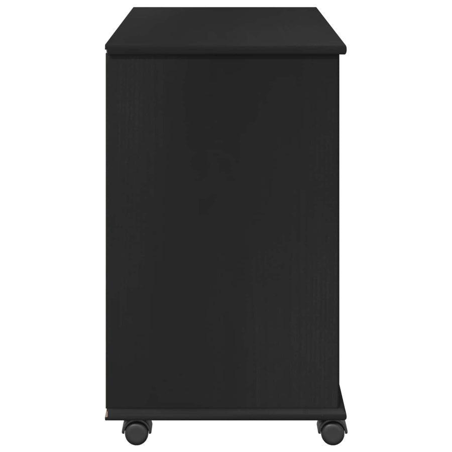 Rolling Kast Zwart 63,5 x 39 x 65,5 cm Massief Vurenhout
