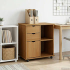 Rolling Cabinet Honey Brown 63.5 x 39 x 65.5 cm Solid Spruce Wood