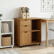 Rollende kast massief vurenhout honingbruin 63,5x39x65,5 cm