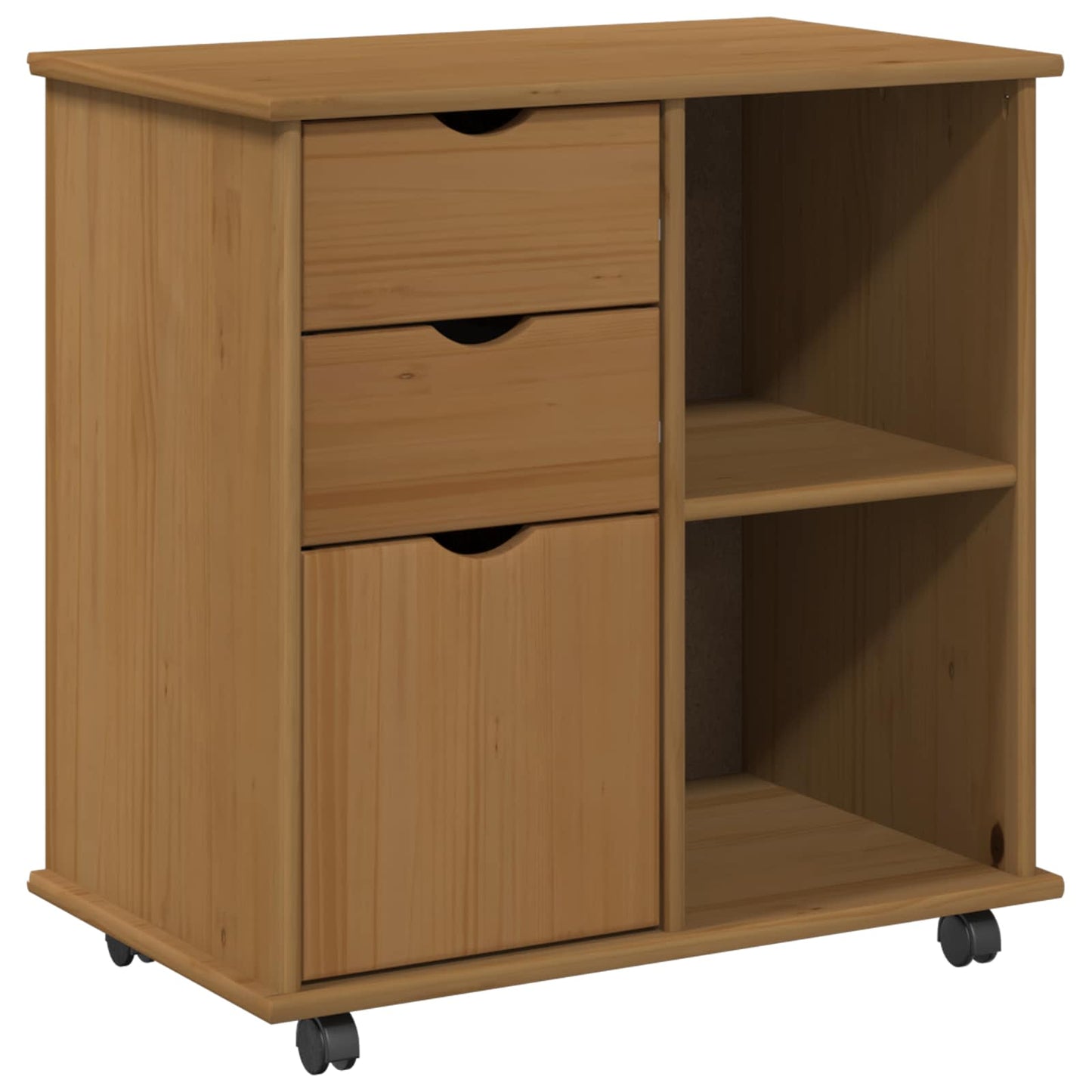 Rolling Kast Honingbruin 63,5 x 39 x 65,5 cm Massief Vurenhout