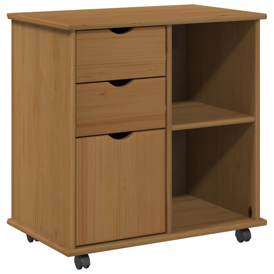 Rolling Kast Honingbruin 63,5 x 39 x 65,5 cm Massief Vurenhout
