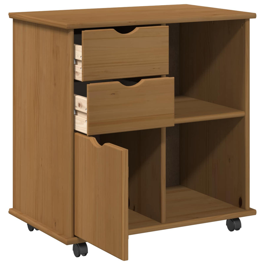 Rolling Kast Honingbruin 63,5 x 39 x 65,5 cm Massief Vurenhout