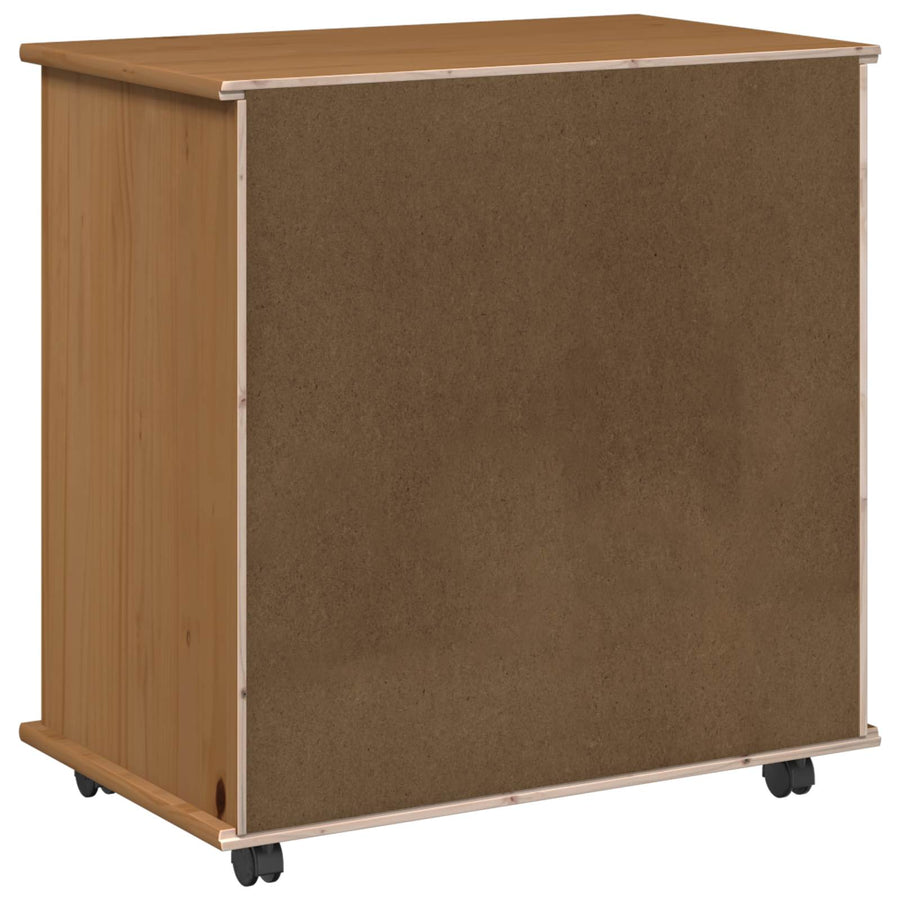 Rolling Kast Honingbruin 63,5 x 39 x 65,5 cm Massief Vurenhout