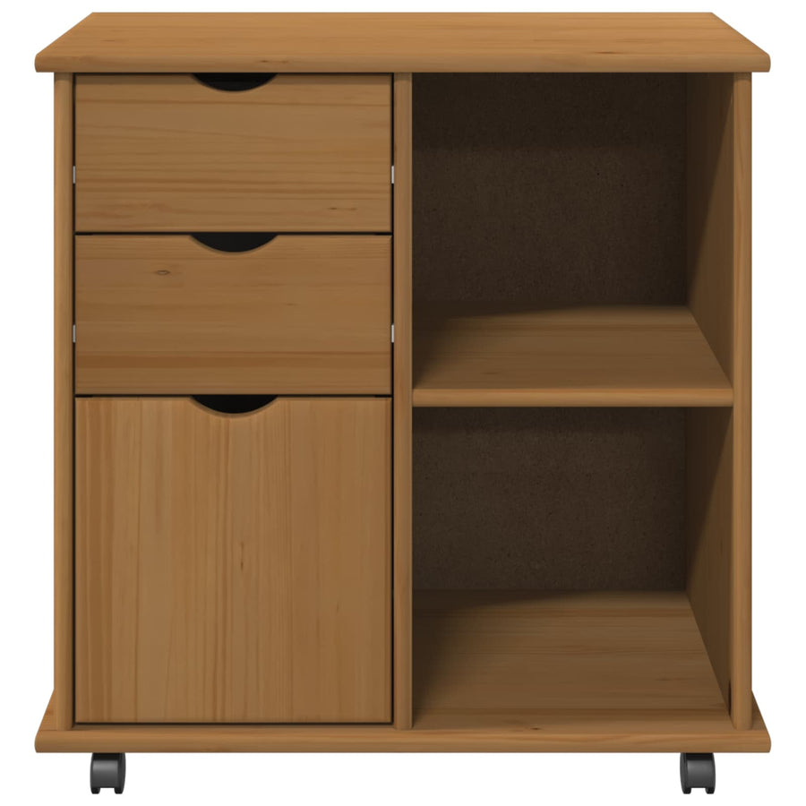 Rolling Kast Honingbruin 63,5 x 39 x 65,5 cm Massief Vurenhout