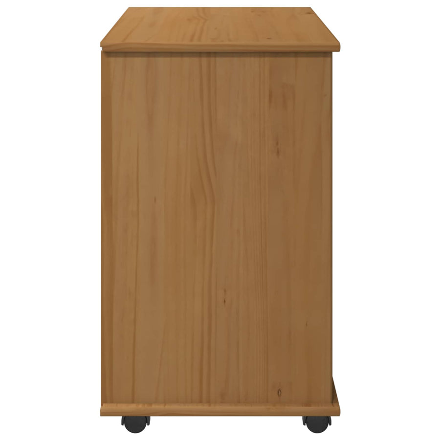 Rolling Kast Honingbruin 63,5 x 39 x 65,5 cm Massief Vurenhout
