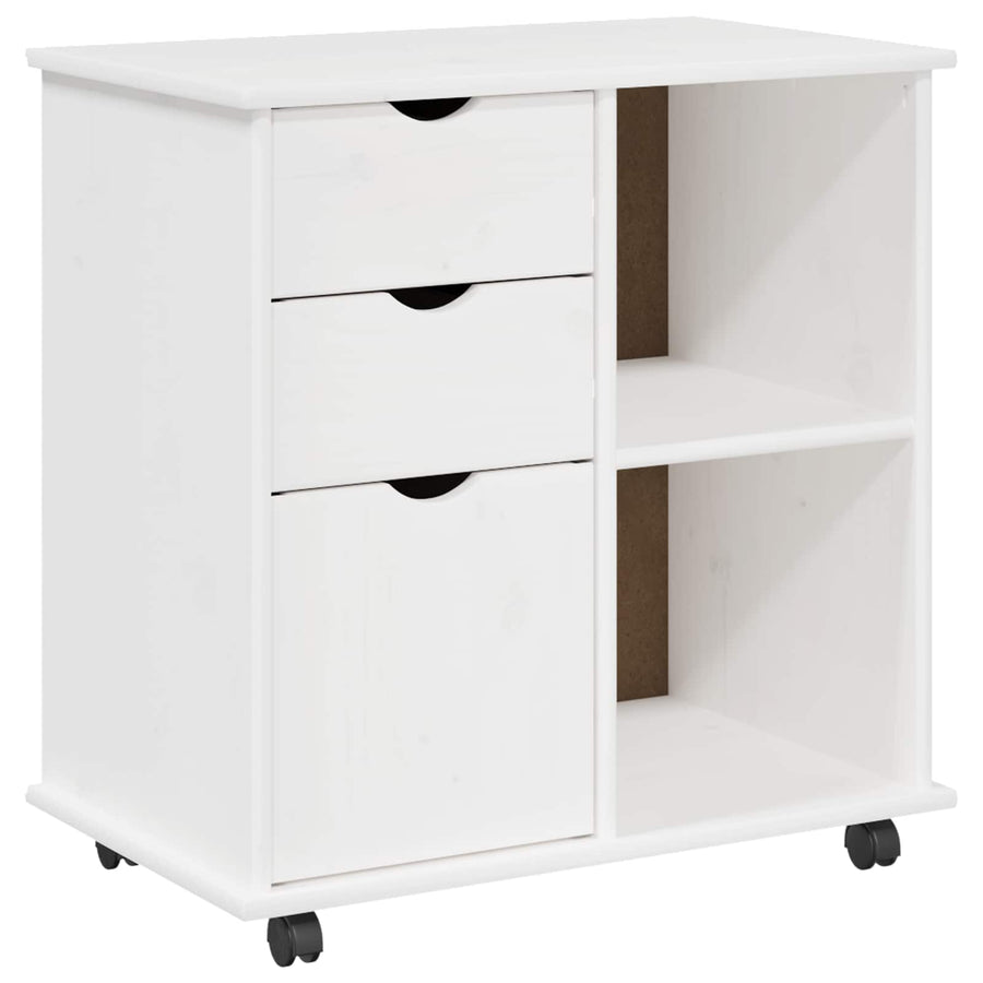 Rolling Kast met wiel Wit 63,5 x 39 x 65,5 cm Massief Vurenhout