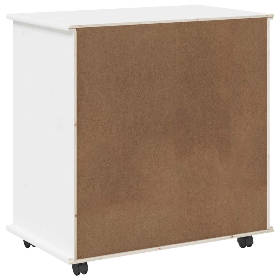 Rolling Kast met wiel Wit 63,5 x 39 x 65,5 cm Massief Vurenhout