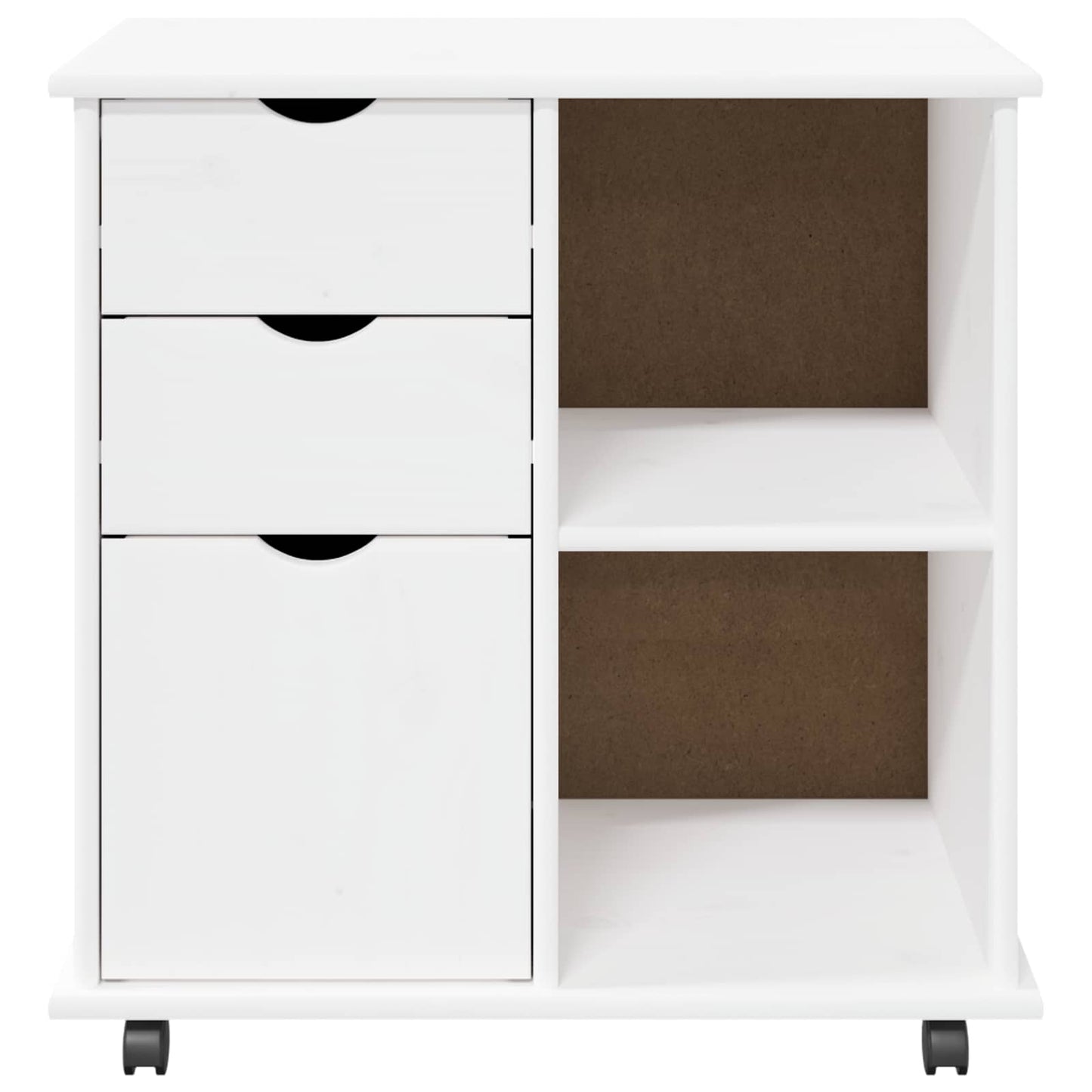 Rolling Kast met wiel Wit 63,5 x 39 x 65,5 cm Massief Vurenhout
