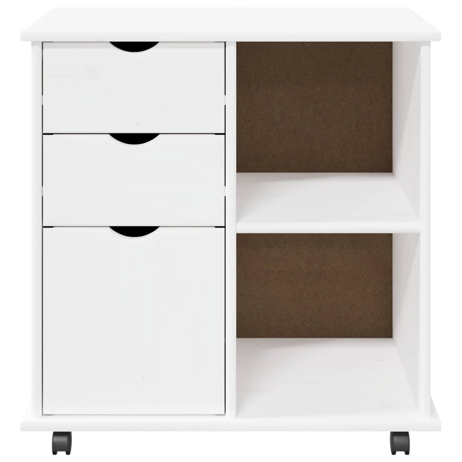 Rolling Kast met wiel Wit 63,5 x 39 x 65,5 cm Massief Vurenhout