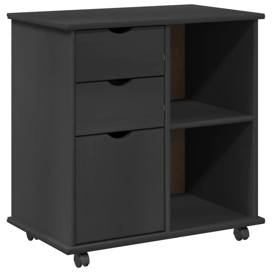 Rolling Kast Grijs 63,5 x 39 x 65,5 cm Massief Vurenhout