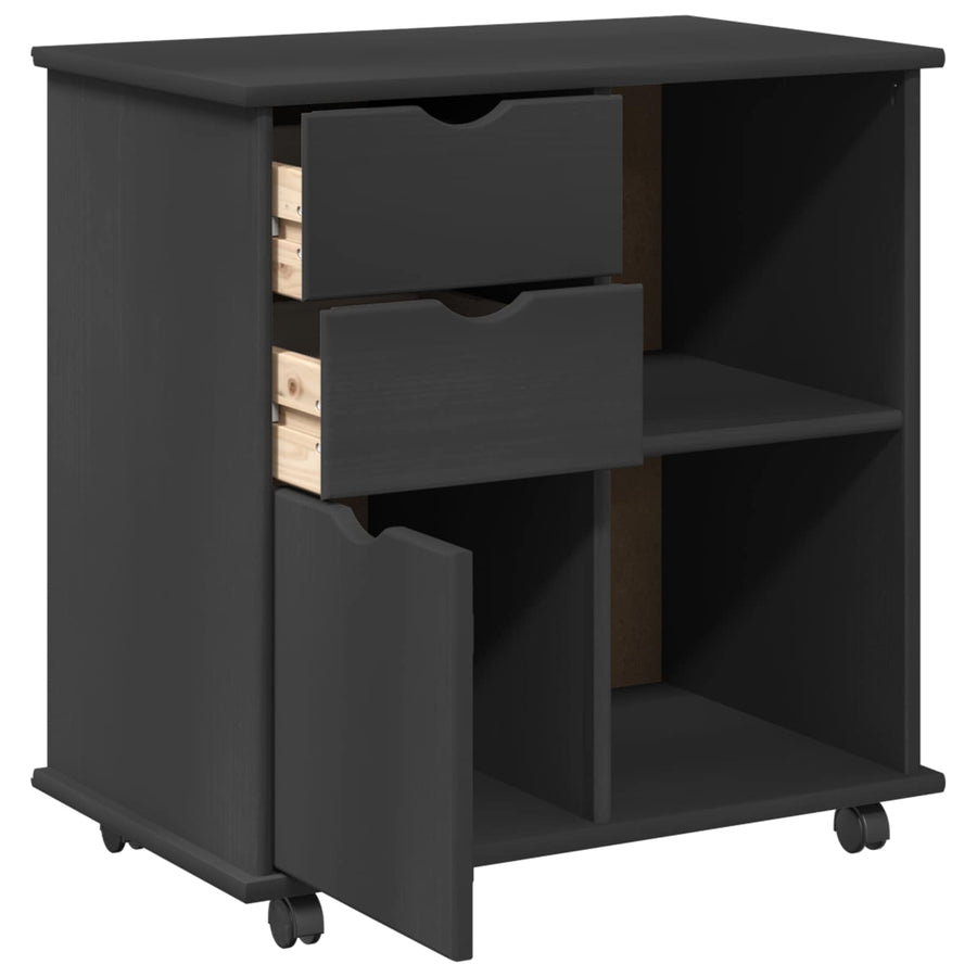 Rolling Kast Grijs 63,5 x 39 x 65,5 cm Massief Vurenhout