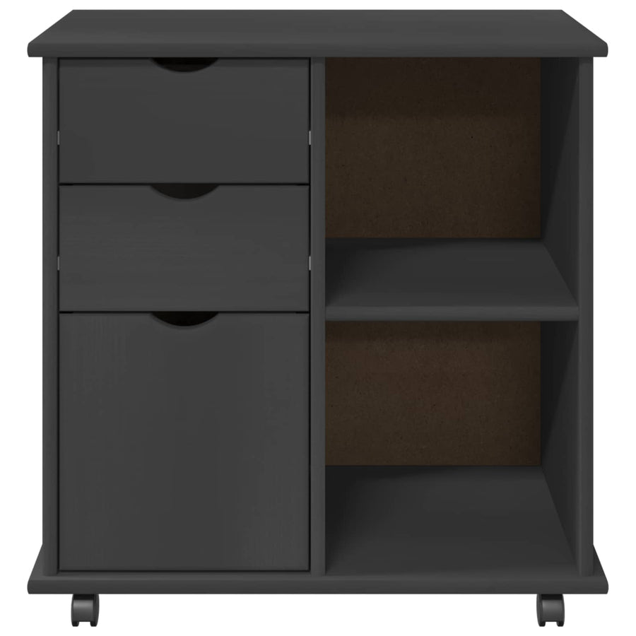 Rolling Kast Grijs 63,5 x 39 x 65,5 cm Massief Vurenhout
