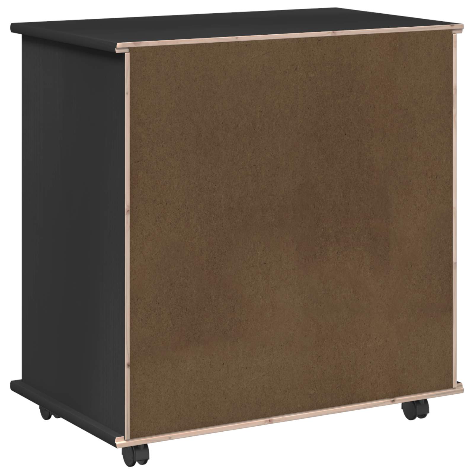 Rolling Kast Zwart 63,5 x 39 x 65,5 cm Massief Vurenhout