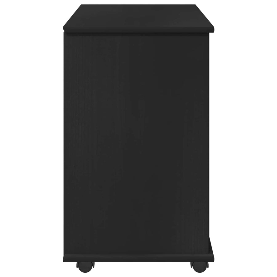 Rolling Kast Zwart 63,5 x 39 x 65,5 cm Massief Vurenhout