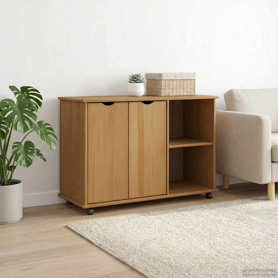 Rolling Kast Honingbruin 100 x 39 x 65,5 cm Massief Vurenhout