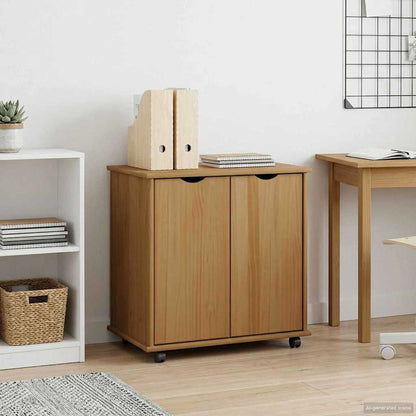 Rolling Kast Honingbruin 100 x 39 x 65,5 cm Massief Vurenhout