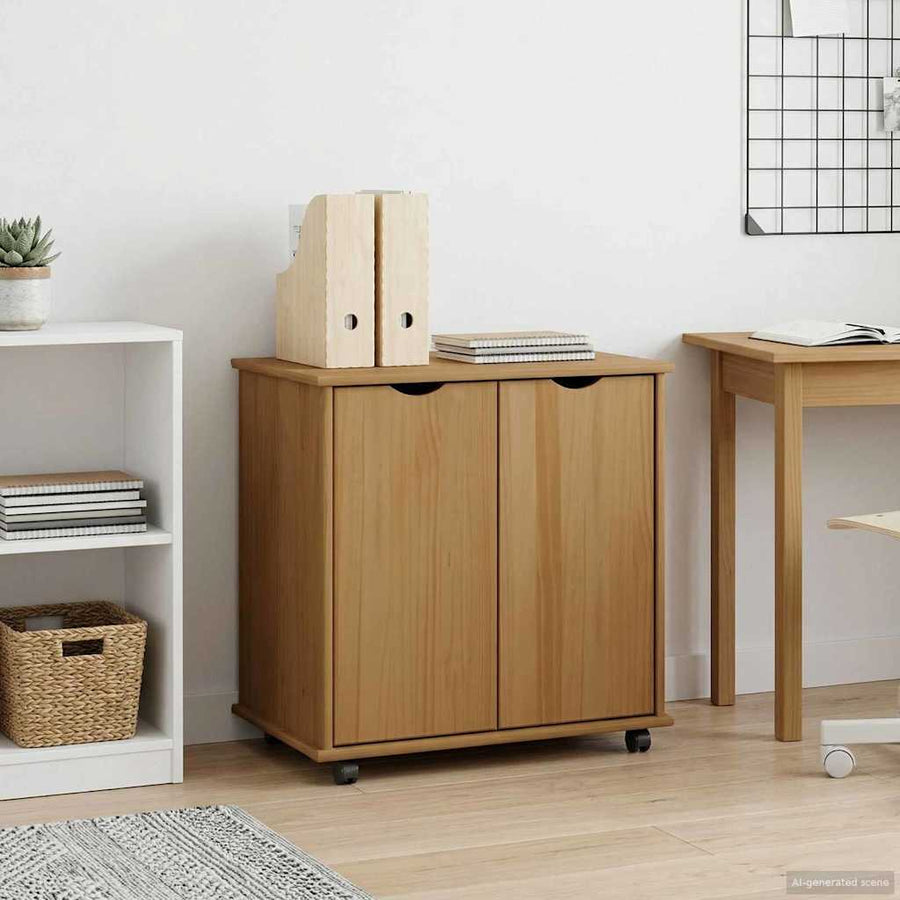 Rolling Kast Honingbruin 100 x 39 x 65,5 cm Massief Vurenhout
