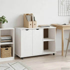 Rolling Cabinet with wheels White 100 x 39 x 65.5 cm Solid Spruce Wood
