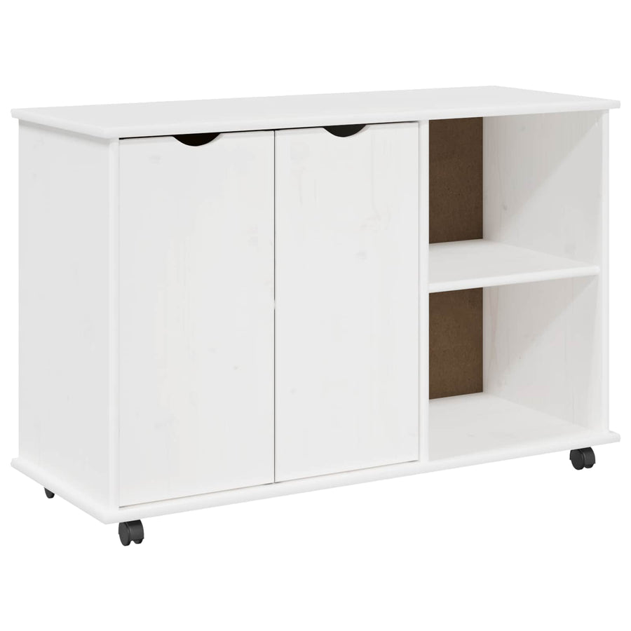 Rolling Kast met wiel Wit 100 x 39 x 65,5 cm Massief Vurenhout