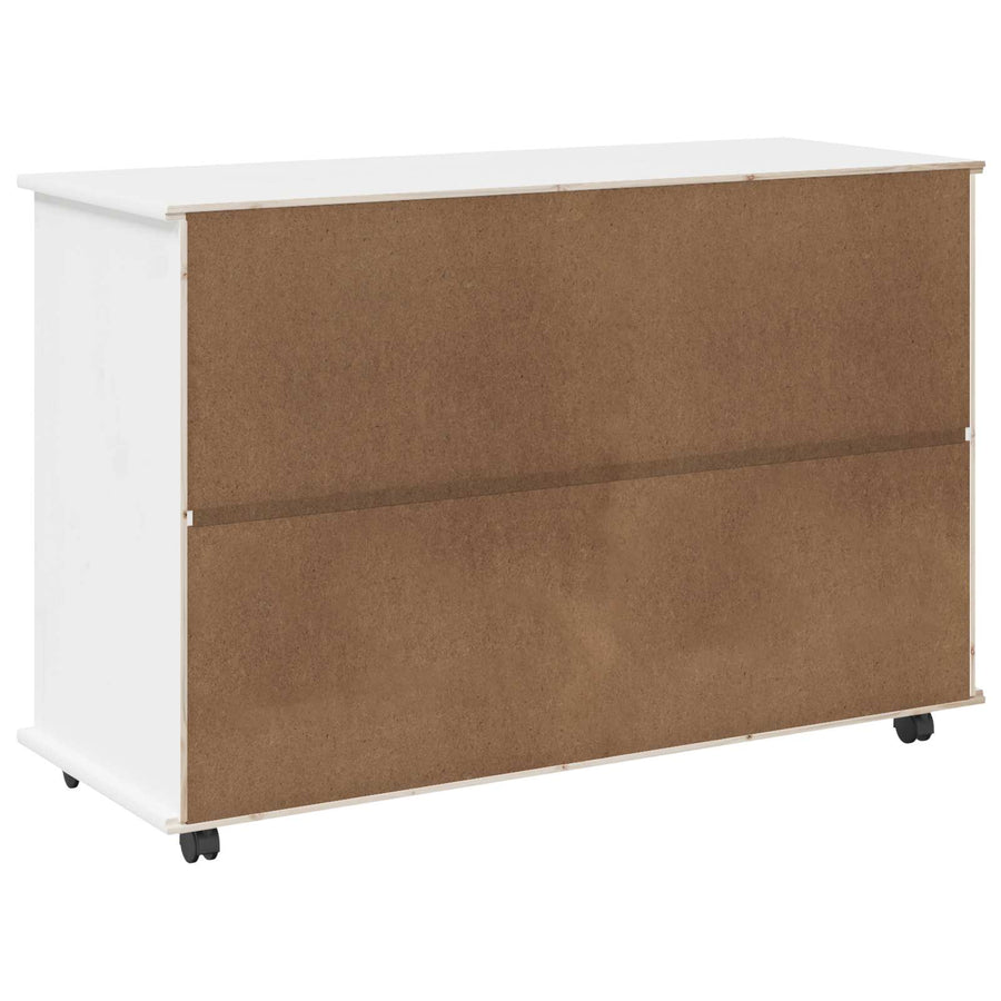Rolling Kast met wiel Wit 100 x 39 x 65,5 cm Massief Vurenhout