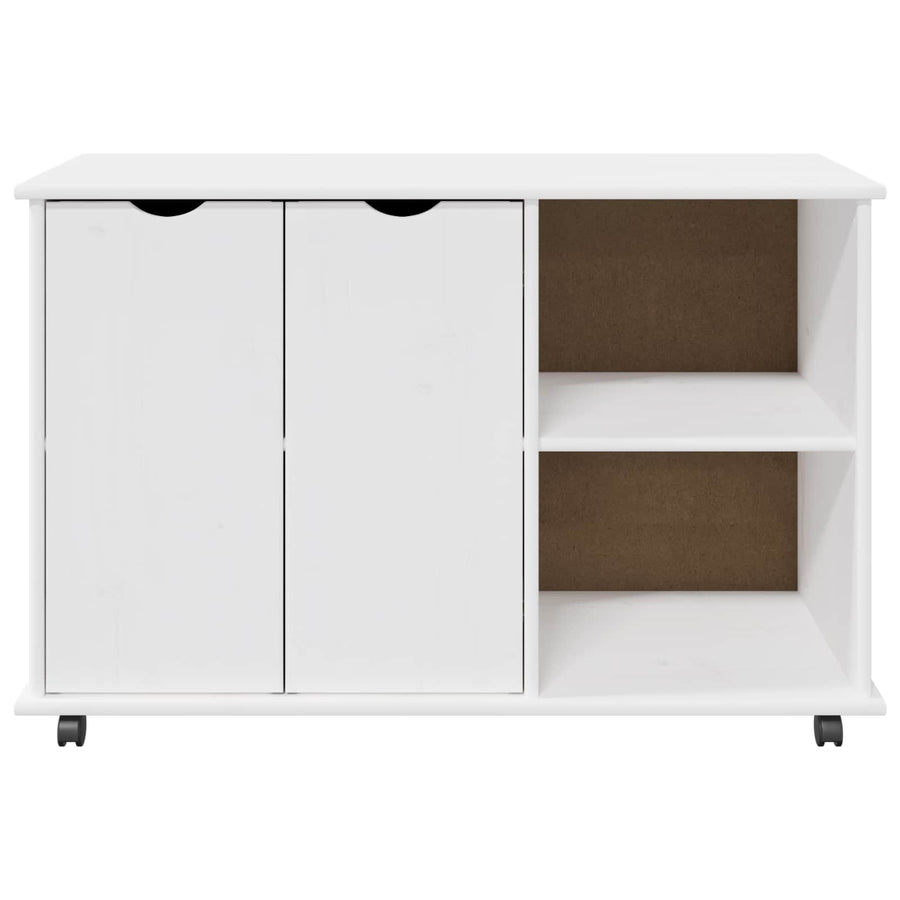 Rolling Kast met wiel Wit 100 x 39 x 65,5 cm Massief Vurenhout