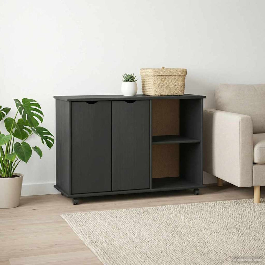 Rolling Kast Grijs 100 x 39 x 65,5 cm Massief Vurenhout
